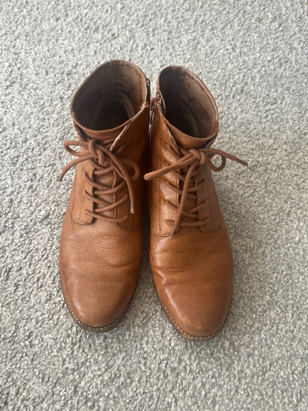 Wittner Cognac Soft Leather Lace-Up Ankle Boots